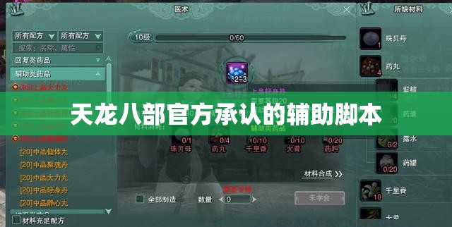 天龙八部官方承认的辅助脚本 天龙八部官方承认的辅助脚本