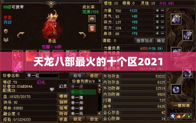 天龙八部最火的十个区2021 天龙八部最火的十个区2021
