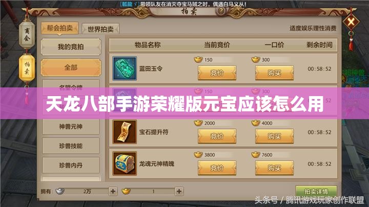 天龙八部私服荣耀版元宝应该怎么用 天龙八部私服荣耀版元宝应该怎么用