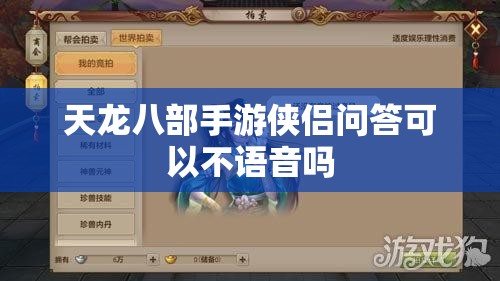 天龙八部私服侠侣问答可以不语音吗