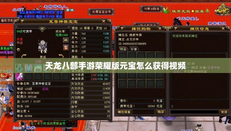 天龙八部私服荣耀版元宝怎么获得视频 天龙八部私服荣耀版元宝怎么获得视频