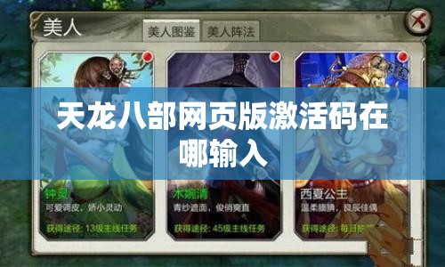 天龙八部网页版激活码在哪输入