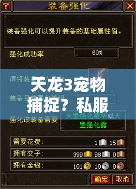 天龙3宠物捕捉?私服发布网绝技何在! 天龙3宠物捕捉?私服发布网绝技何在!