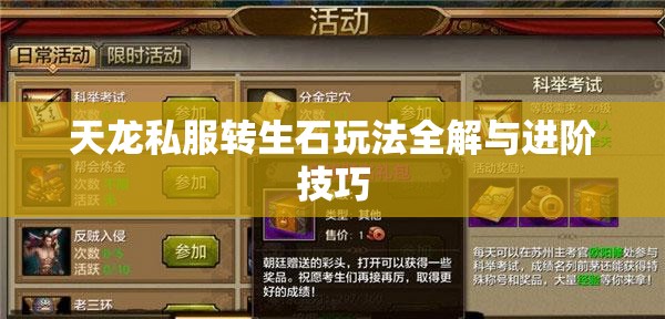 天龙私服转生石玩法全解与进阶技巧 天龙私服转生石玩法全解与进阶技巧