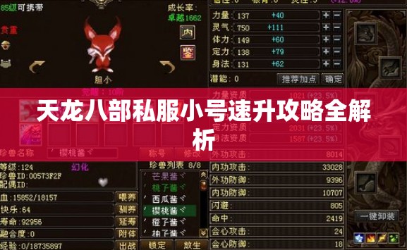 天龙八部私服小号速升攻略全解析 天龙八部私服小号速升攻略全解析