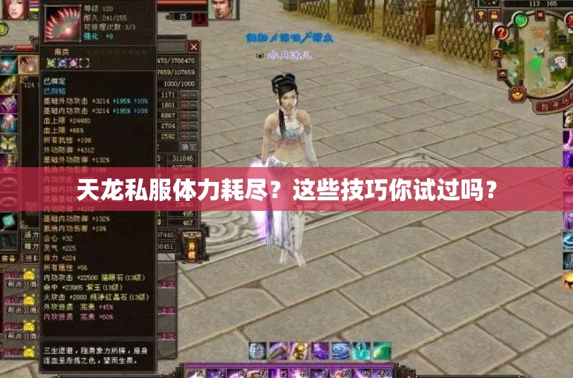 天龙私服体力耗尽?这些技巧你试过吗? 天龙私服体力耗尽?这些技巧你试过吗?
