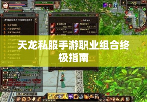 天龙私服手游职业组合终极指南 天龙私服手游职业组合终极指南