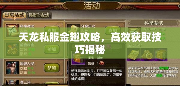 天龙私服金翅攻略,高效获取技巧揭秘 天龙私服金翅攻略,高效获取技巧揭秘