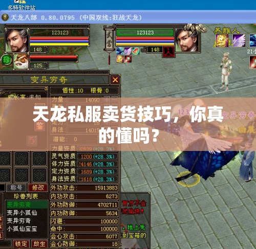 天龙私服卖货技巧,你真的懂吗? 天龙私服卖货技巧,你真的懂吗?