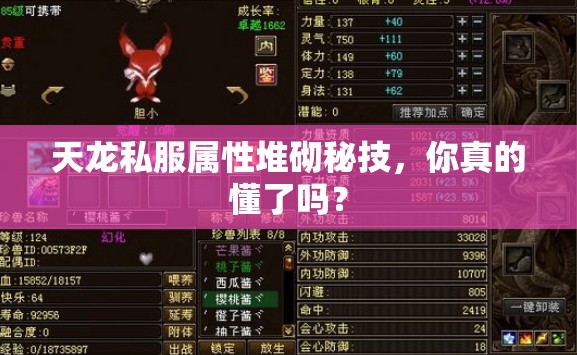 天龙私服属性堆砌秘技,你真的懂了吗? 天龙私服属性堆砌秘技,你真的懂了吗?